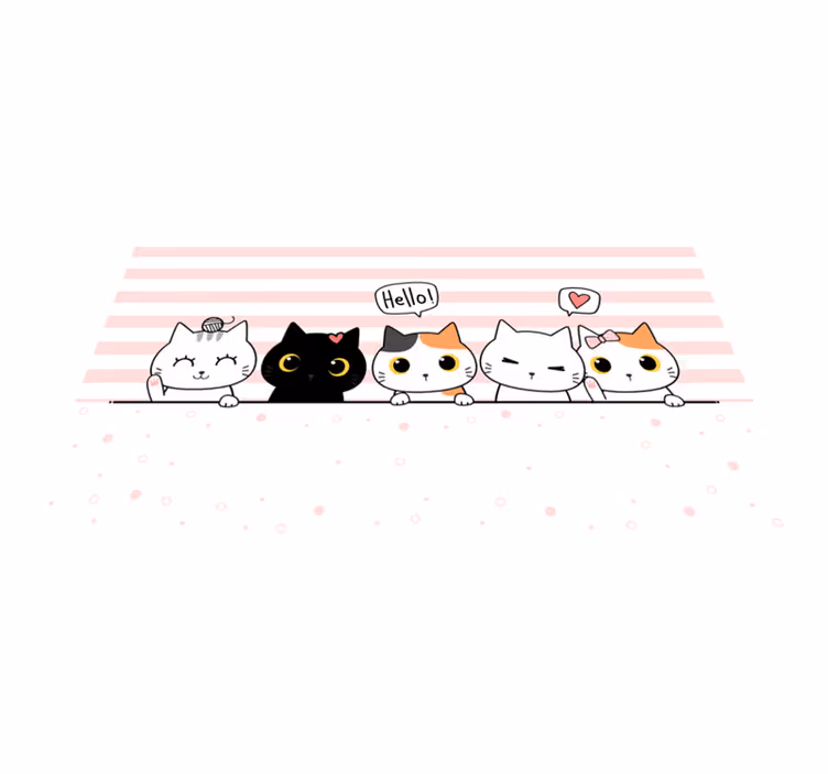 可爱的猫咪象征着厨房地砖 - TenStickers