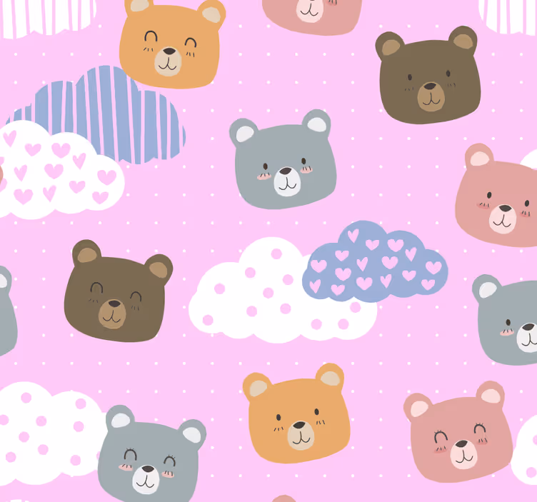 儿童壁纸 可爱的熊图案 - TenStickers