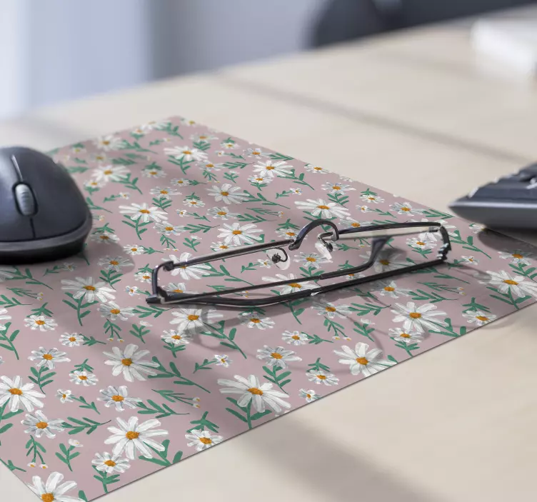 70年代雏菊花粉红色碎花鼠标垫 - TenStickers