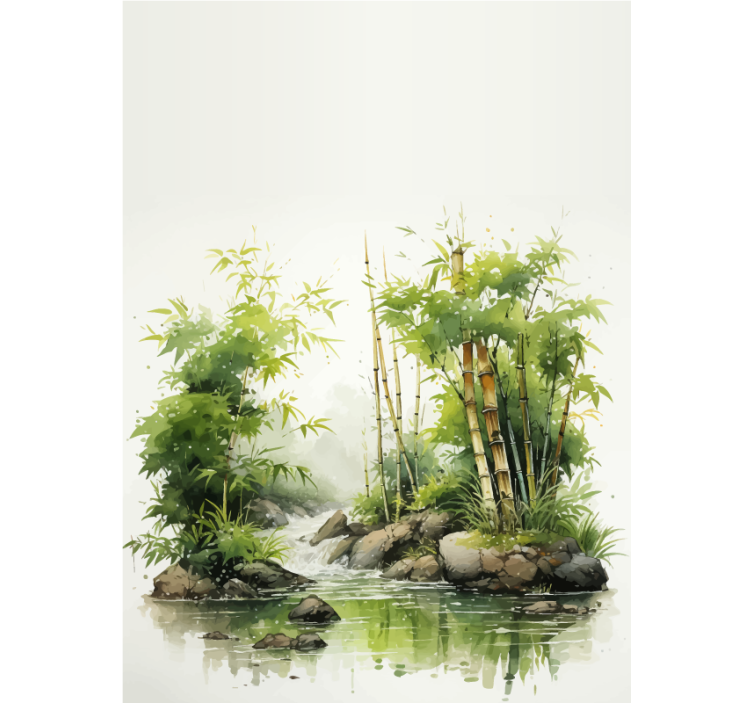卫生间盲道与禅意竹林及水景 - TenStickers