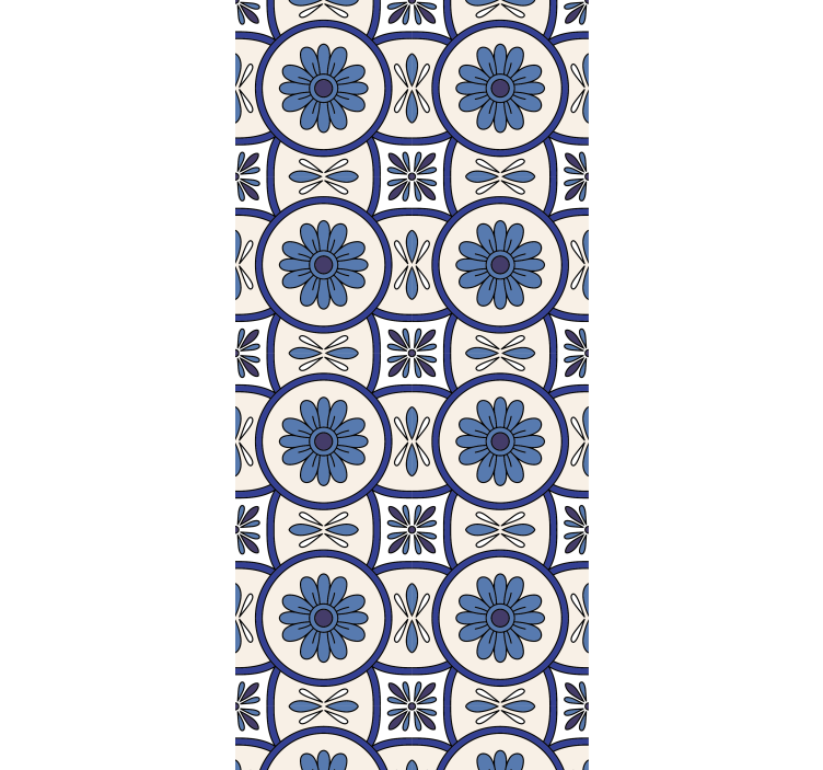厨房盲道蓝色花卉典型葡萄牙瓷砖 - TenStickers