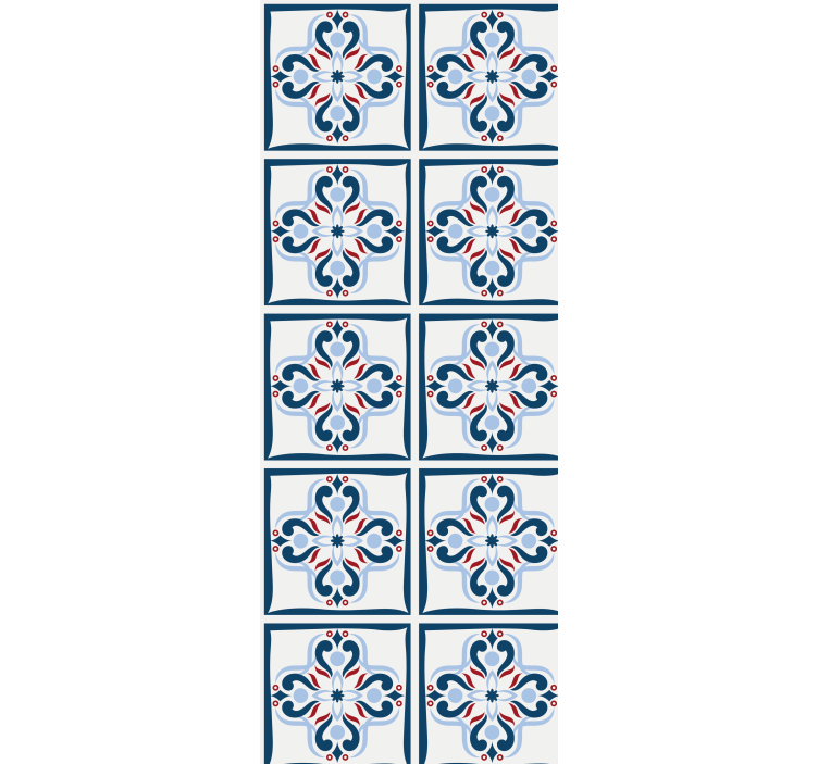 厨房盲道蓝色与红色典型葡萄牙瓷砖 - TenStickers