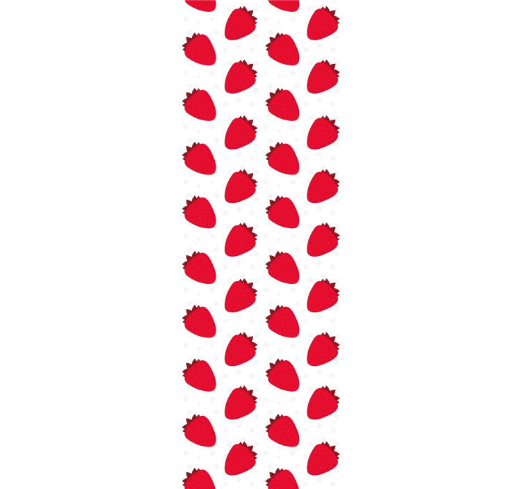 饭厅盲道白底红草莓图案 - TenStickers