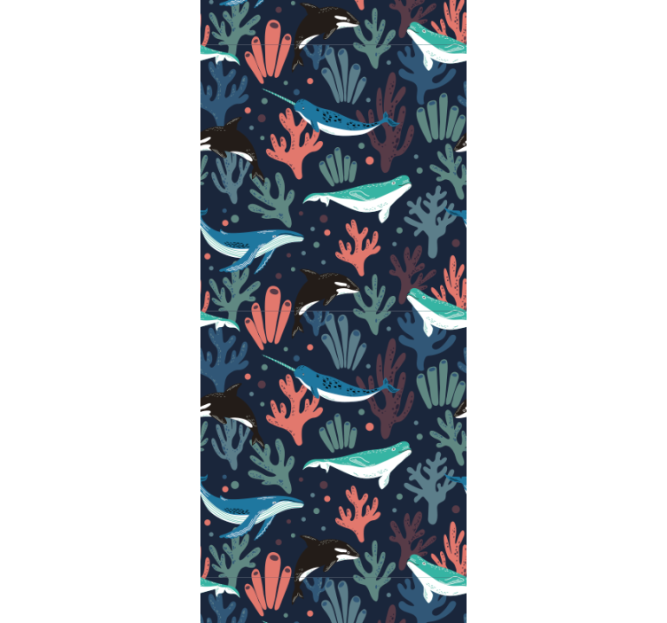 儿童盲人色彩斑斓的海洋动物与蓝色背景 - TenStickers