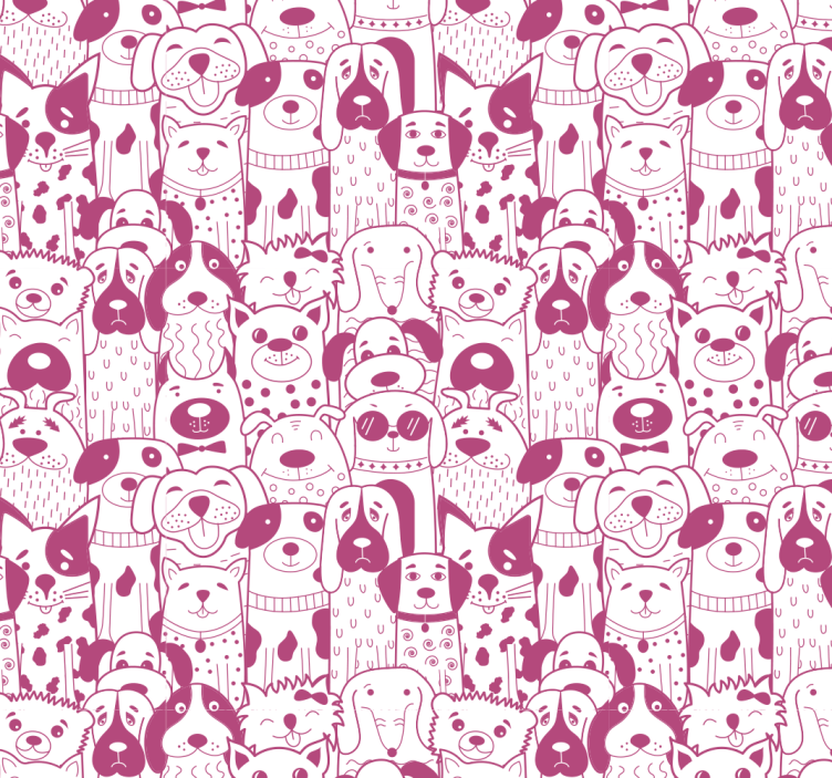 儿童盲人粉色狗狗毛发的绘画 - TenStickers