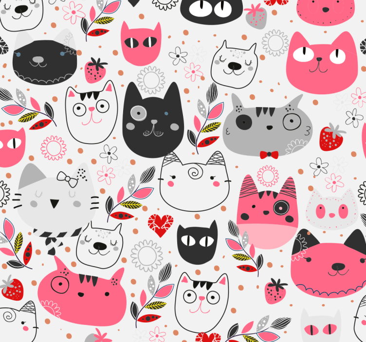 儿童盲人插图猫咪 - TenStickers