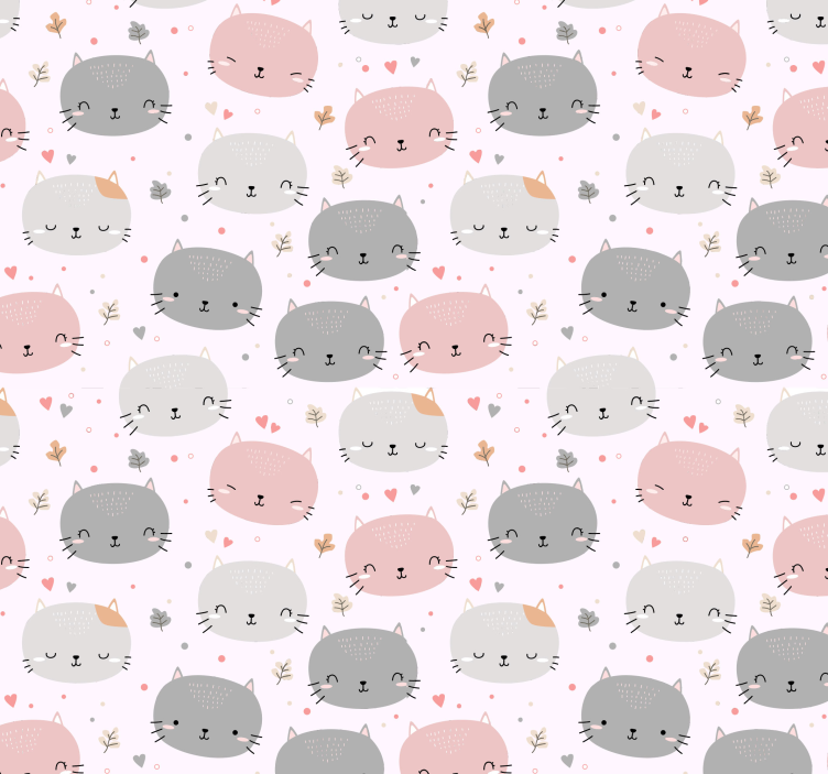 儿童盲人可爱的灰色和粉色小猫 - TenStickers