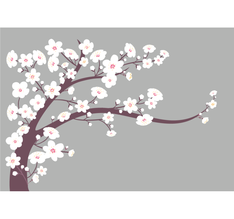 厨房盲道白色花朵与灰色背景 - TenStickers