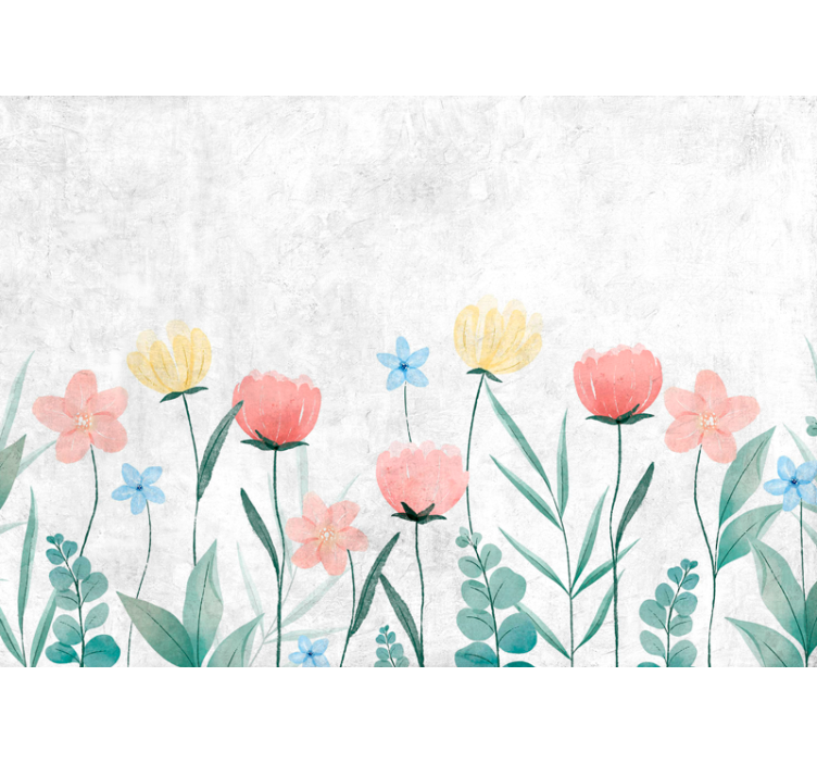 厨房盲道色彩缤纷的花朵与白色背景 - TenStickers