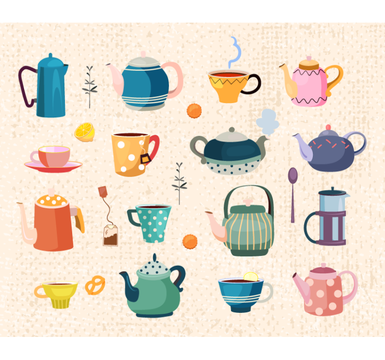 厨房盲道复古茶具 - TenStickers