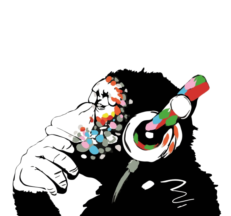 起居室盲道单色班克西音乐 - TenStickers
