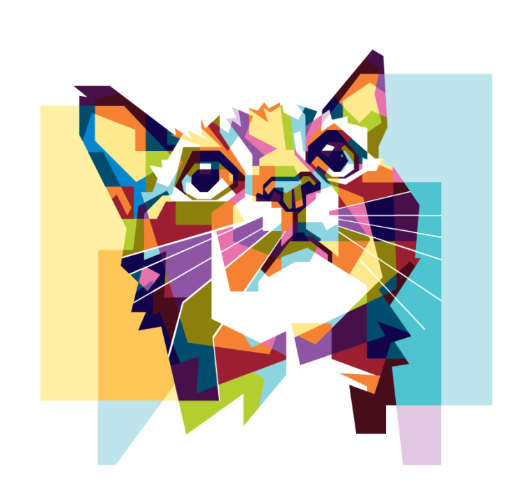 起居室盲道猫咪色彩 - TenStickers