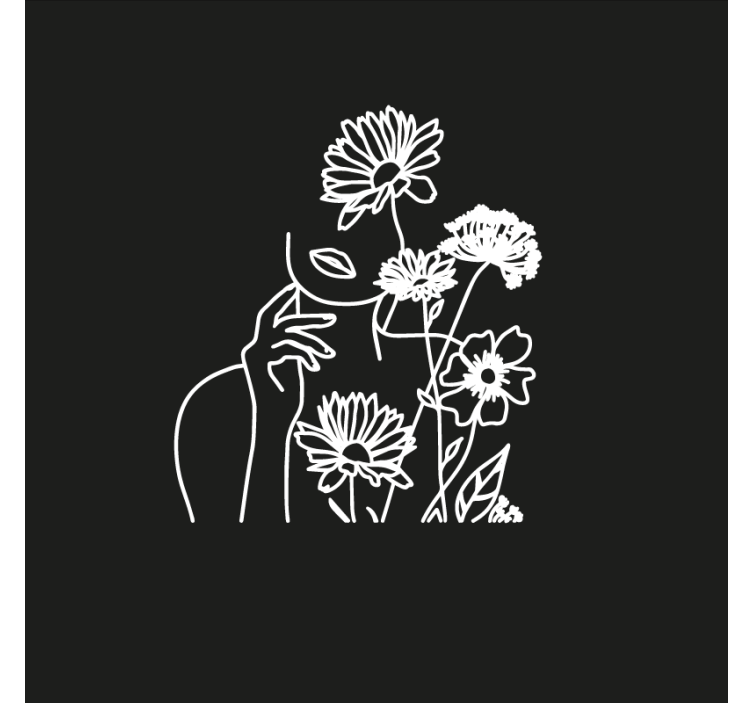 起居室盲道女性与向日葵简约设计 - TenStickers