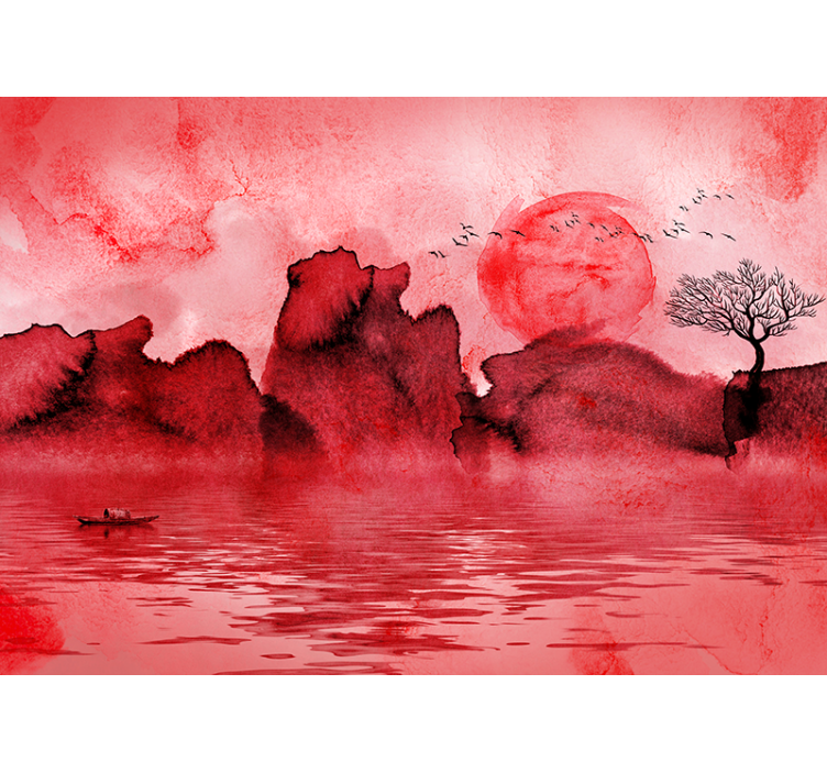 红盲中国水墨山水画 - TenStickers