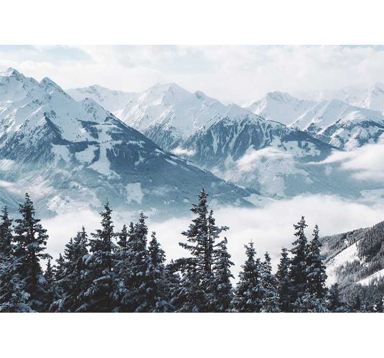 起居室盲道雪山与树木 - TenStickers