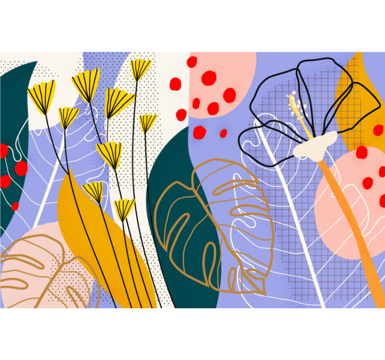 起居室盲道彩色花卉抽象画 - TenStickers