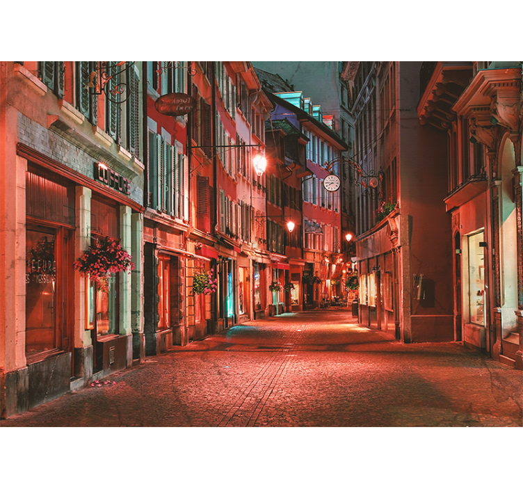 起居室盲道 瑞士夜晚孤独城市 - TenStickers