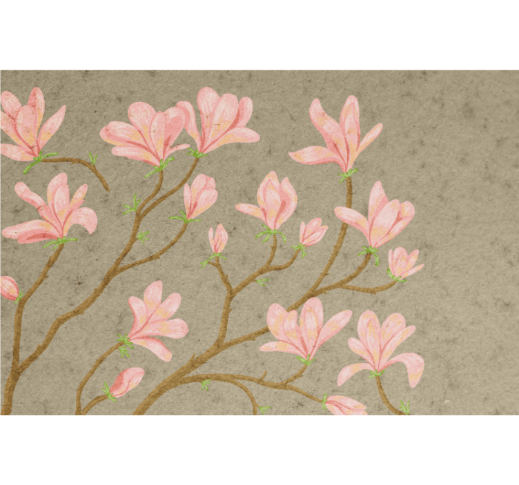 起居室盲道复古风格的木兰花 - TenStickers