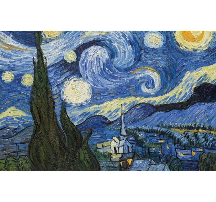 卧室盲道再现梵高星空夜景 - TenStickers