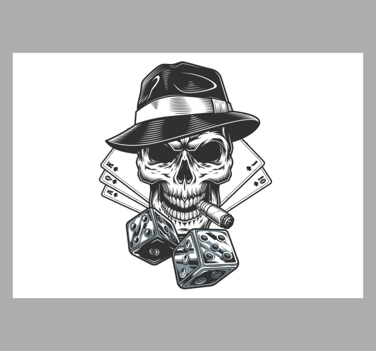 白盲 骰子与骷髅卡牌 - TenStickers