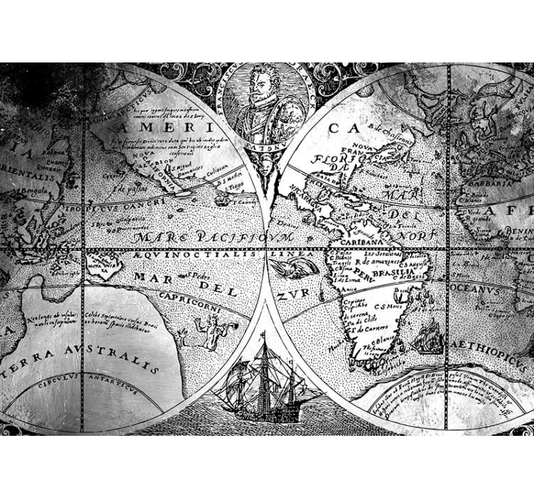 灰色盲人呈现黑白世界地图 - TenStickers