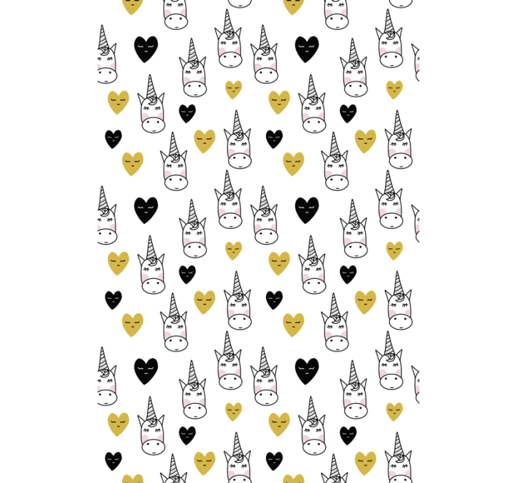 有更多动物的卷簾 独角兽心形图案 - TenStickers