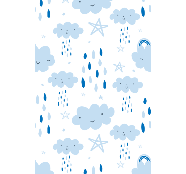 云雾缭绕的卷簾 笑脸云朵图案 - TenStickers