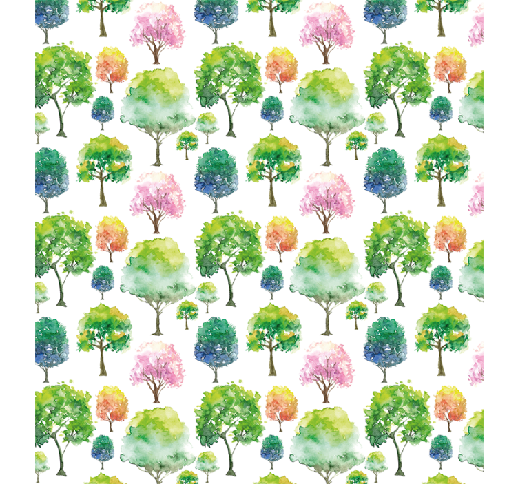 有树的百叶窗季节性图案 - TenStickers