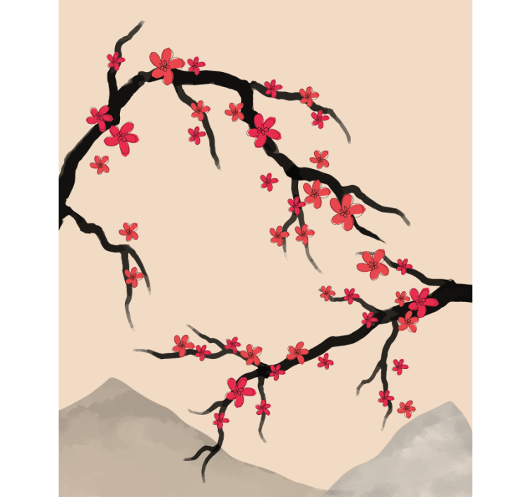 青年盲人樱花枝条 - TenStickers