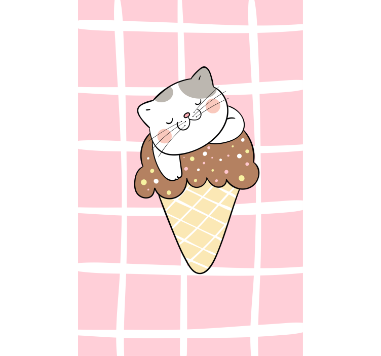 有动物的百叶窗：冰淇淋筒里的猫 - TenStickers