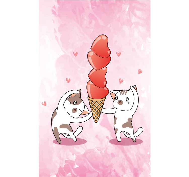 浪漫的盲人和小猫享受冰淇淋 - TenStickers
