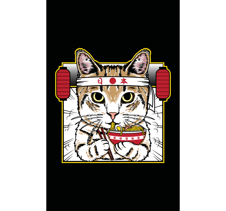有动物的百叶窗与吃面条的猫 - TenStickers