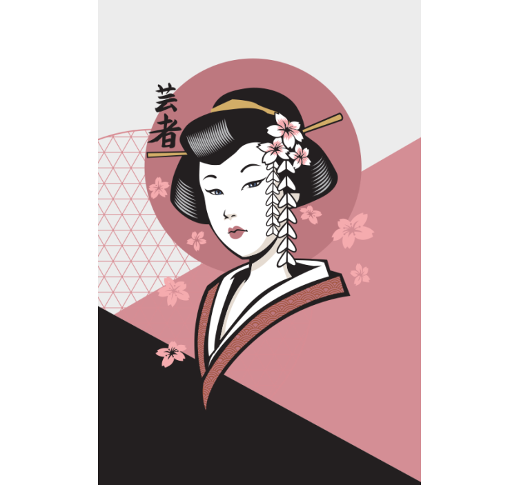 图案化的盲人优雅的日本女性 - TenStickers