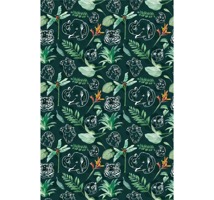 有动物的百叶窗动物素描花卉 - TenStickers