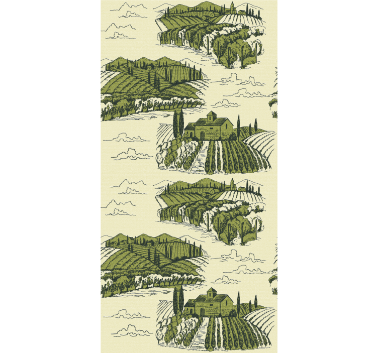 盲人加花草的葡萄园风景视图 - TenStickers