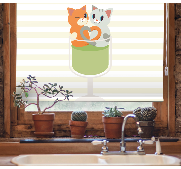 有动物的百叶窗可爱的猫咪伙伴 - TenStickers