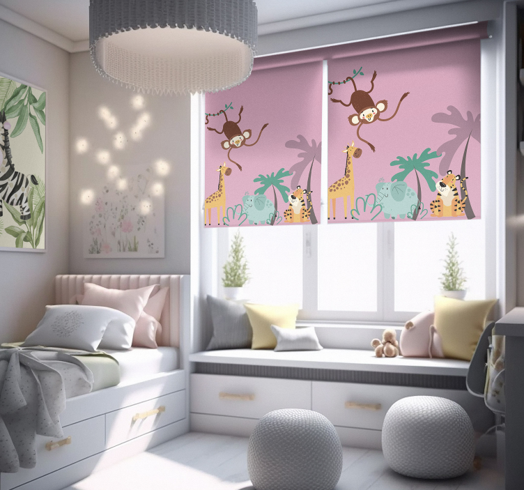 “波西米亚风”儿童丛林各种动物卷簾 - TenStickers