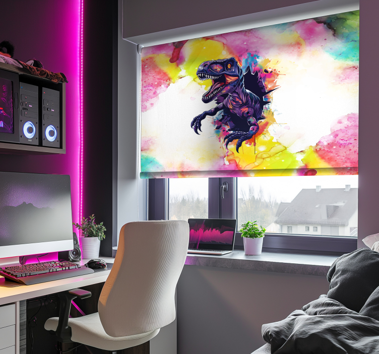 卷簾与恐龙 饱和色彩 迅猛龙 - TenStickers