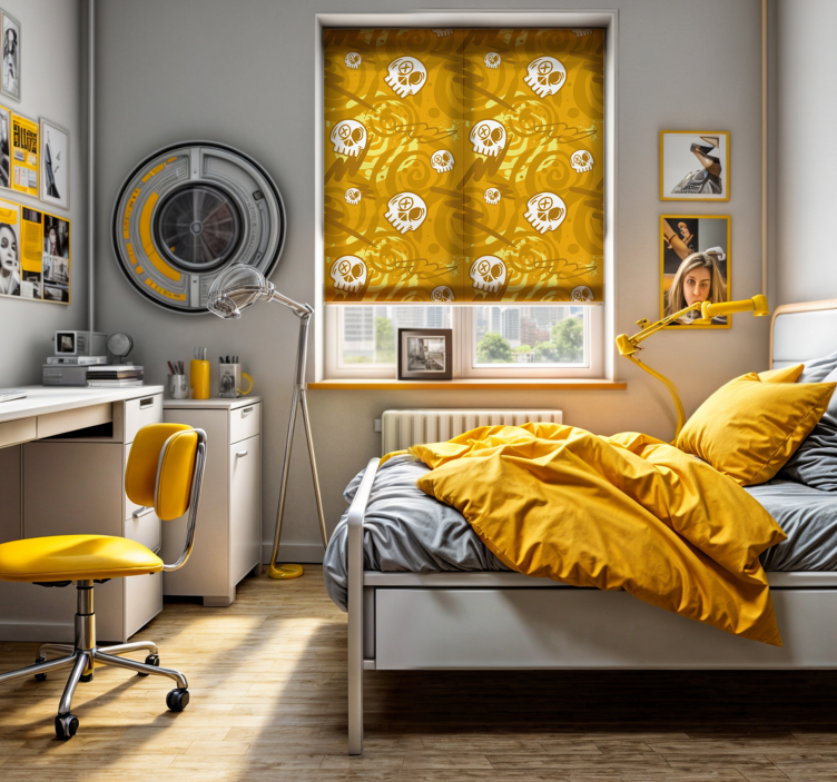 青年卷簾 带有头骨的涂鸦 - TenStickers