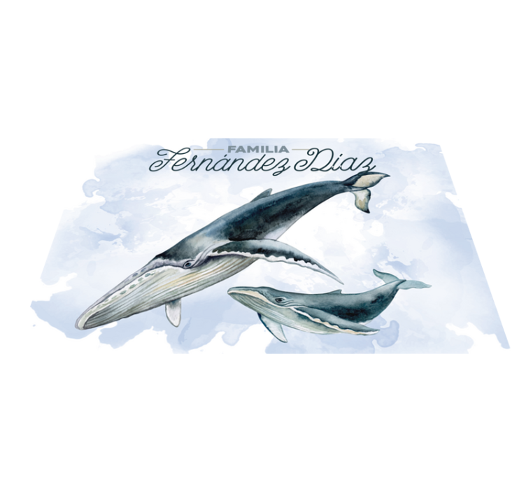 乙烯基餐垫品牌鲸鱼家庭插图 - TenStickers