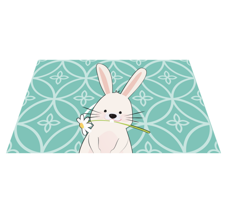 乙烯基儿童餐垫可爱兔子与花朵 - TenStickers