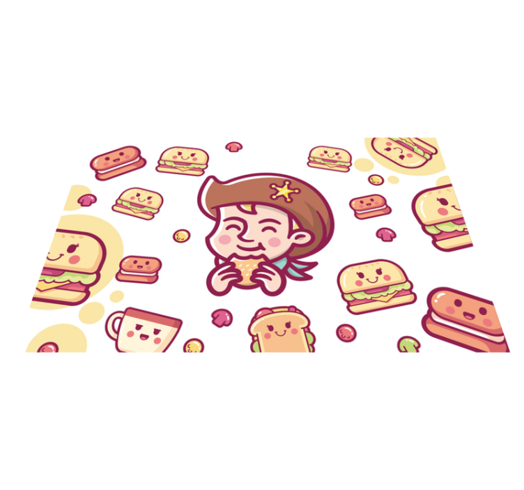 乙烯基儿童餐垫 快乐孩子享受汉堡 - TenStickers