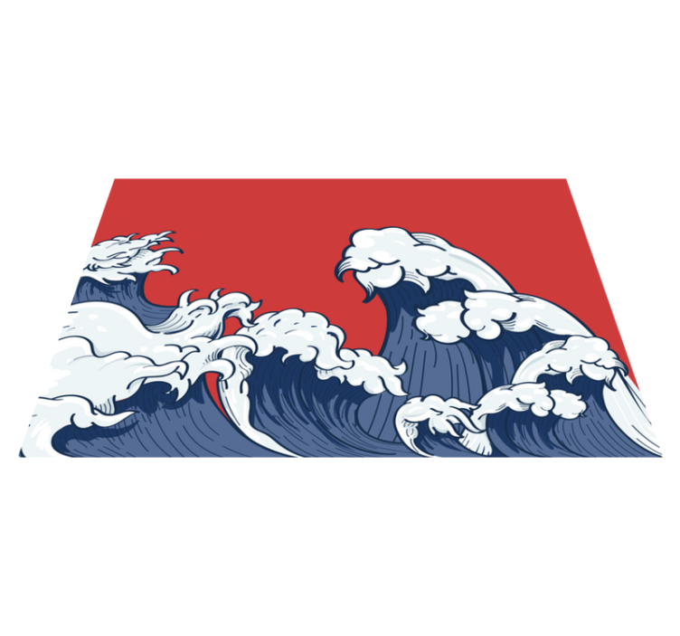 乙烯基餐垫原版红色神奈川海浪 - TenStickers