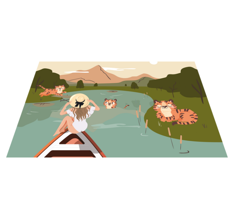 乙烯基儿童餐垫活泼的老虎场景 - TenStickers