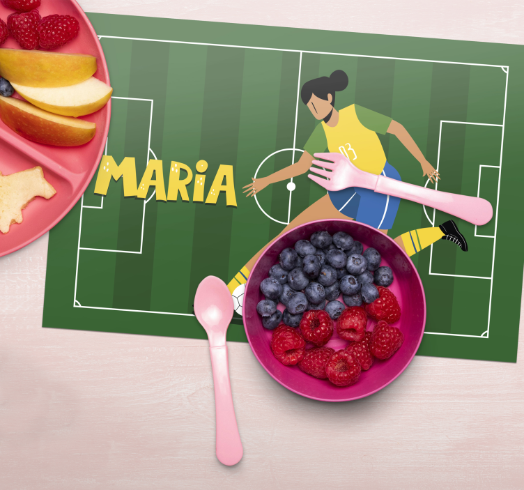 女孩足球运动员定制餐垫 - TenStickers