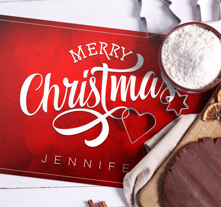 圣诞快乐文本红色餐垫 - TenStickers