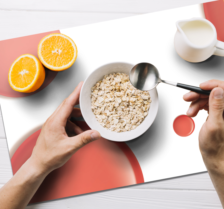 红色现代圆圈红色餐垫 - TenStickers