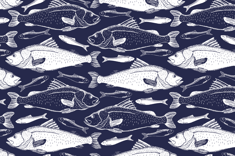 鱼在海底垫下 - TenStickers