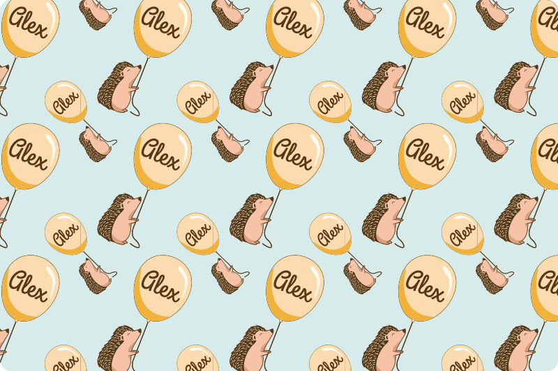 乙烯基儿童餐垫与气球刺猬及名字 - TenStickers