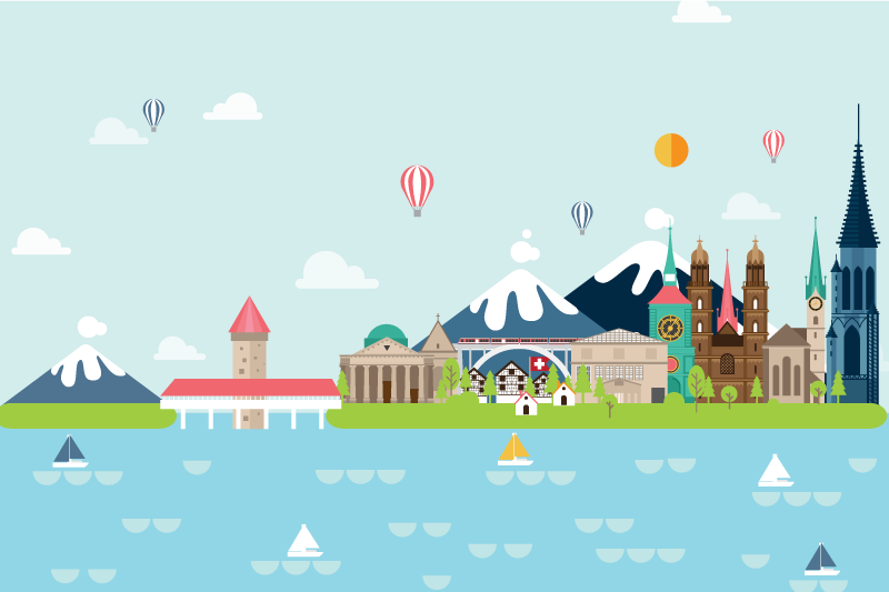 乙烯基餐垫原版多彩城市风景图 - TenStickers